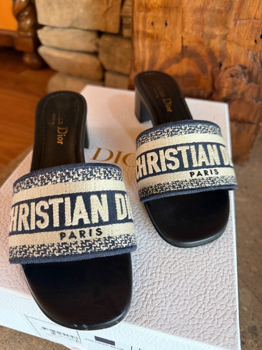 Auth. Dior Dway Embroidered Slide Heel Mule - Picture 10 of 13